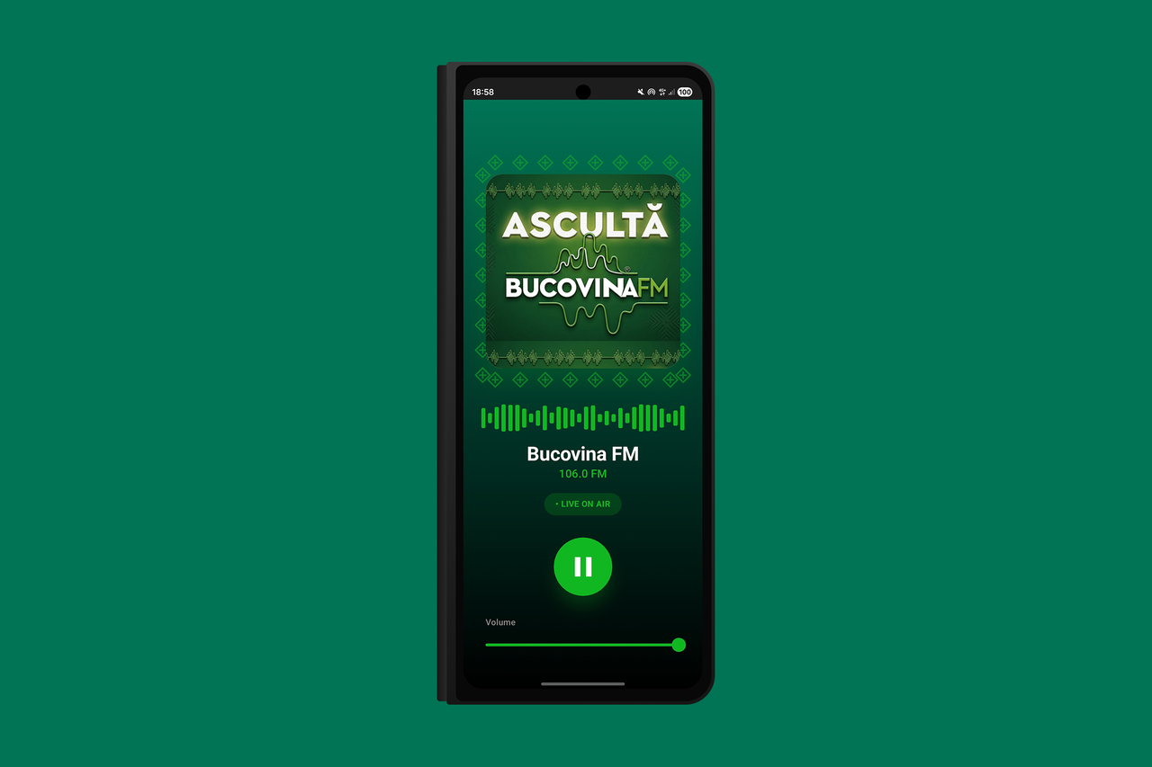 Bucovina FM — aplicație mobilă de radio pentru Android și iOS, construită de Acid Studios
