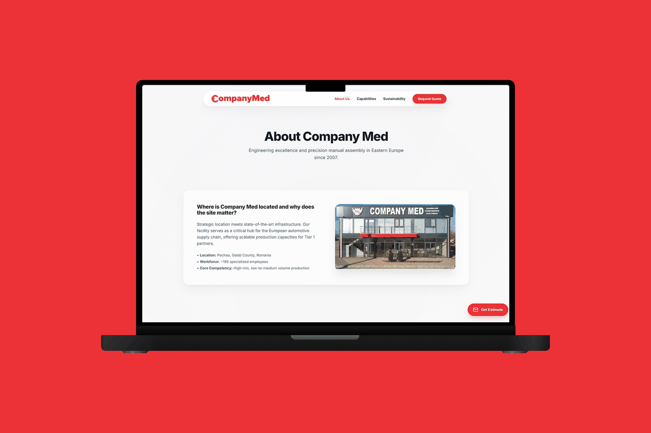 CompanyMed — site B2B pentru producător industrial, construit de Acid Studios