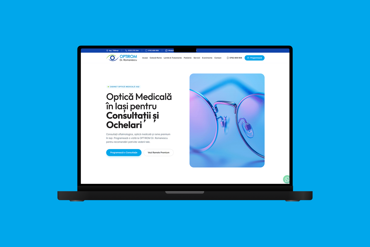 Optirom — site pentru optică medicală din Iași, construit de Acid Studios